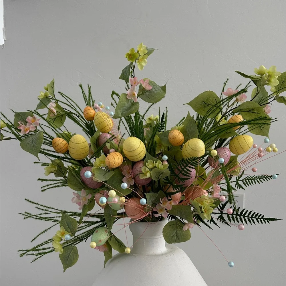 🌸NEW Easter Spring Pastel Floral Arrangement - Yellow & Pink Artificial Bouquet.